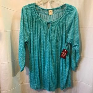 Turquoise peasant blouse